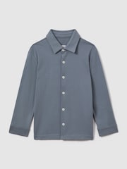 Reiss Airforce Blue Hendon Cotton Button-Through Shirt - Image 1 of 7