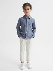 Reiss Airforce Blue Hendon Cotton Button-Through Shirt - Image 12 of 13