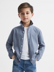 Reiss Airforce Blue Hendon Cotton Button-Through Shirt - Image 13 of 13