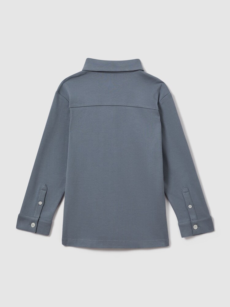 Reiss Airforce Blue Hendon Cotton Button-Through Shirt - Image 2 of 7