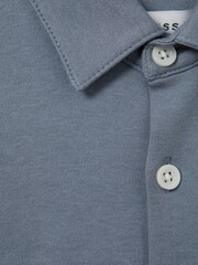 Reiss Airforce Blue Hendon Cotton Button-Through Shirt - Image 3 of 7