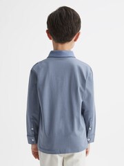 Reiss Airforce Blue Hendon Cotton Button-Through Shirt - Image 5 of 7