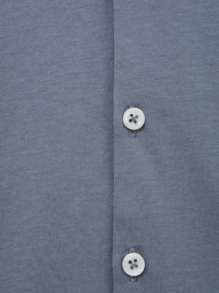 Reiss Airforce Blue Hendon Cotton Button-Through Shirt - Image 7 of 7