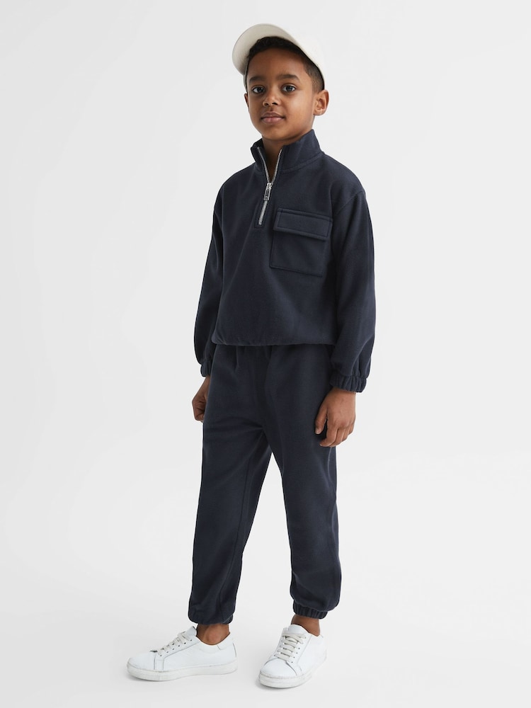Reiss Navy Conrad 9-12 yrs Micro Fleece Half Zip Jumper - Image 1 of 6
