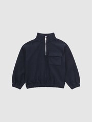 Reiss Navy Conrad 9-12 yrs Micro Fleece Half Zip Jumper - Image 2 of 6