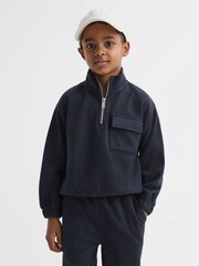 Reiss Navy Conrad 9-12 yrs Micro Fleece Half Zip Jumper - Image 3 of 6