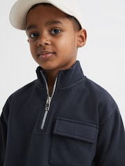Reiss Navy Conrad 9-12 yrs Micro Fleece Half Zip Jumper - Image 4 of 6