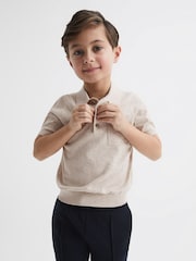 Reiss Oatmeal Ralphy Buttoned Linen Polo - Image 1 of 6