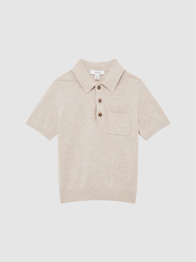 Reiss Oatmeal Ralphy Buttoned Linen Polo - Image 2 of 6