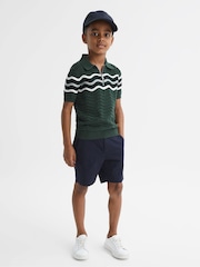 Reiss Emerald Cole Senior Half-Zip Textured T-Shirt - Image 1 of 6