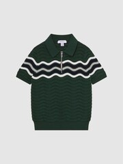 Reiss Emerald Cole Senior Half-Zip Textured T-Shirt - Image 2 of 6