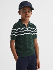 Reiss Emerald Cole Senior Half-Zip Textured T-Shirt - Image 3 of 6