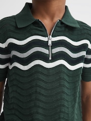 Reiss Emerald Cole Senior Half-Zip Textured T-Shirt - Image 4 of 6