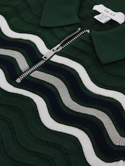 Reiss Emerald Cole Senior Half-Zip Textured T-Shirt - Image 6 of 6