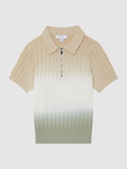 Reiss Sage Micah Ombre Half Zip Polo T-Shirt - Image 2 of 6