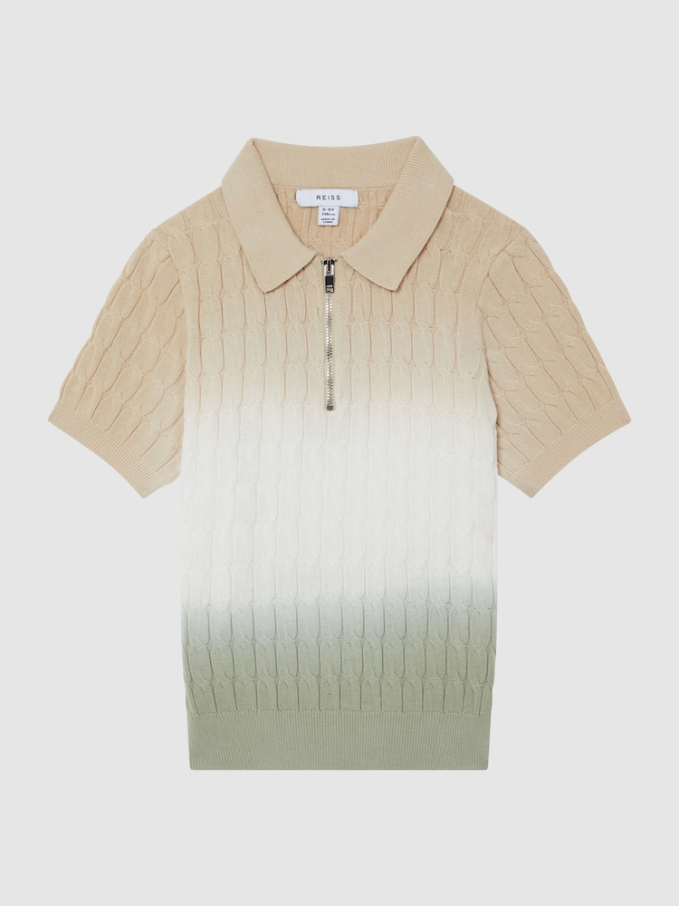 Reiss Sage Micah Ombre Half Zip Polo T-Shirt - Image 2 of 6