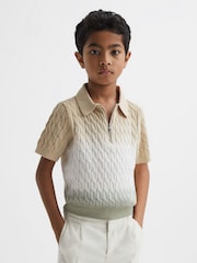 Reiss Sage Micah Ombre Half Zip Polo T-Shirt - Image 3 of 6