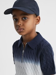 Reiss Blue Micah Ombre Half Zip Polo T-Shirt - Image 4 of 6