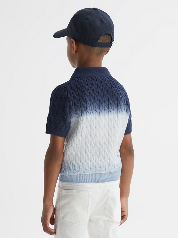 Reiss Blue Micah Ombre Half Zip Polo T-Shirt - Image 5 of 6