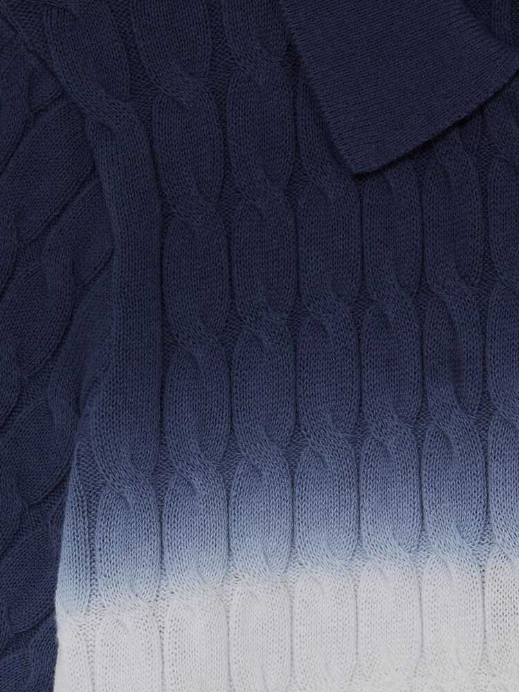 Reiss Blue Micah Ombre Half Zip Polo T-Shirt - Image 6 of 6