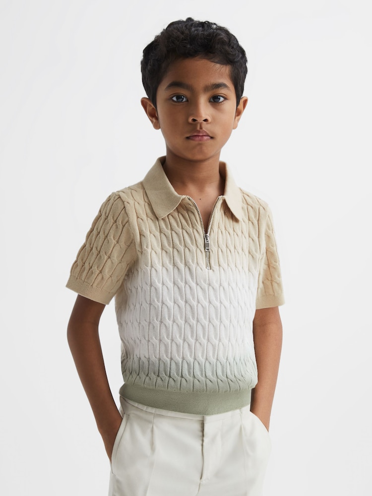 Reiss Sage Micah Junior Ombre Half Zip Polo T-Shirt - Image 1 of 6
