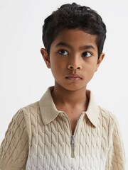 Reiss Sage Micah Junior Ombre Half Zip Polo T-Shirt - Image 4 of 6