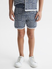 Reiss Airforce Blue Jazz Junior Abstract Printed Shorts - Image 1 of 7