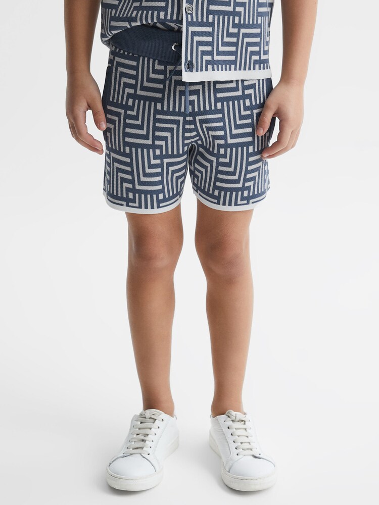 Reiss Airforce Blue Jazz Junior Abstract Printed Shorts - Image 1 of 7 Reiss Airforce Blue Jazz Junior Abstract Printed Shorts - Image 1 of 7