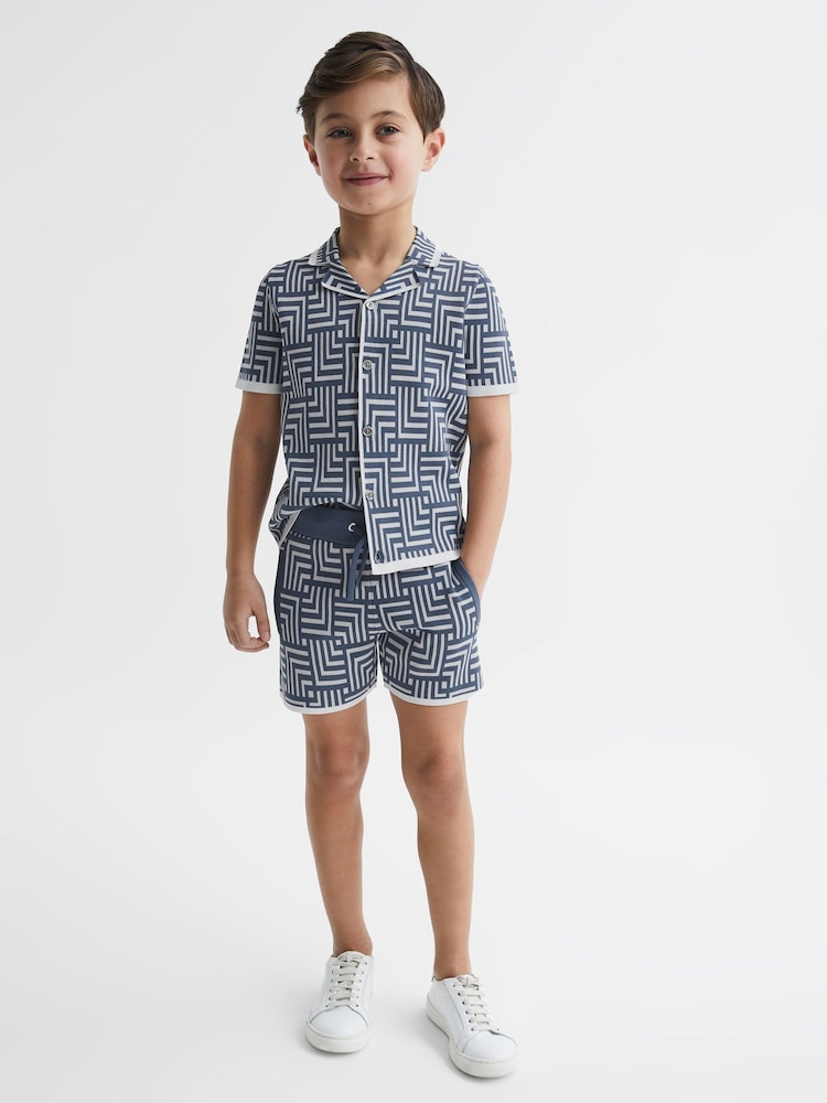 Reiss Airforce Blue Jazz Junior Abstract Printed Shorts - Image 7 of 7 Reiss Airforce Blue Jazz Junior Abstract Printed Shorts - Image 7 of 7