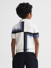 Reiss Optic White Chapel Junior Slim Fit Short Sleeve Half Zip Polo Shirt - Image 5 of 6