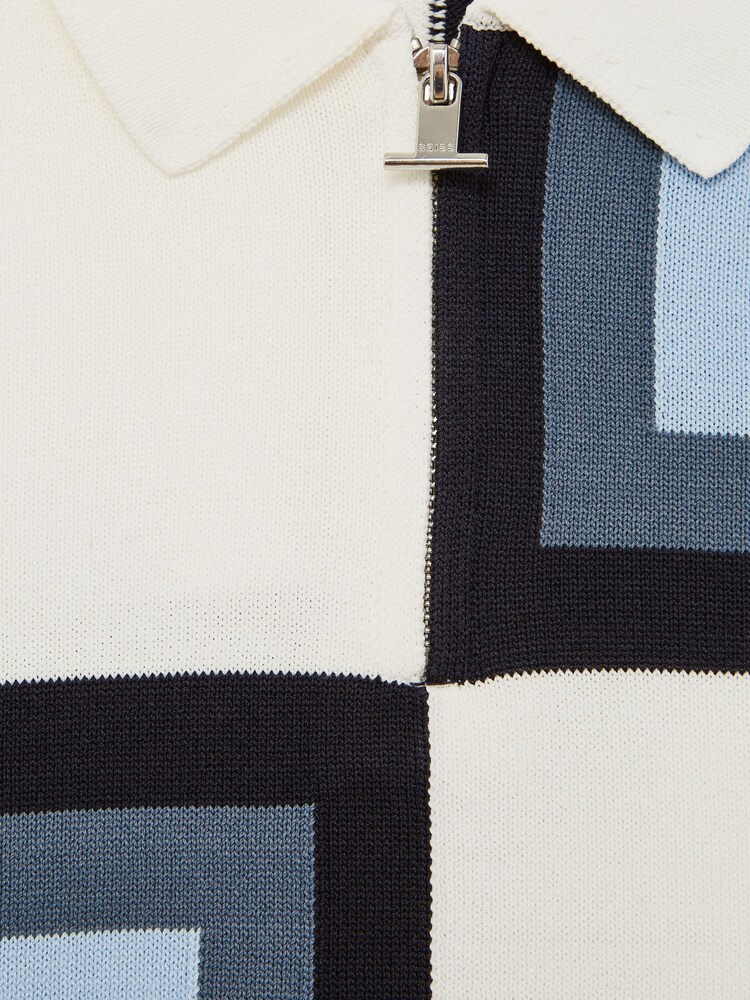 Reiss Optic White Chapel Junior Slim Fit Short Sleeve Half Zip Polo Shirt - Image 6 of 6
