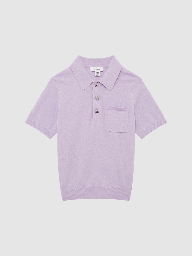 Reiss Lilac Ralphy 4-9 yrs Buttoned Linen Polo - Image 2 of 7