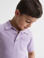 Reiss Lilac Ralphy 4-9 yrs Buttoned Linen Polo - Image 4 of 7
