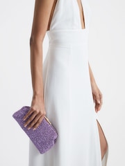 Reiss Mid Purple Adaline Embellished Clutch Bag - Image 3 of 6