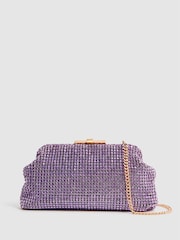 Reiss Mid Purple Adaline Embellished Clutch Bag - Image 4 of 6