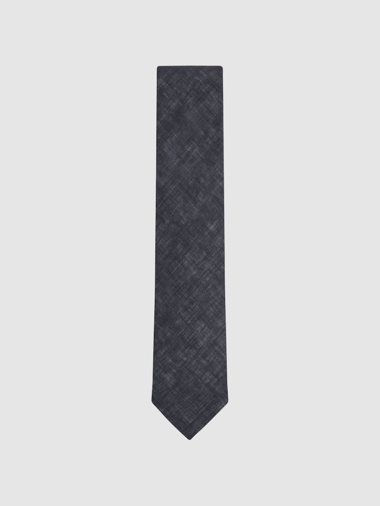 Reiss Navy Lazzaro Linen Tie - Image 1 of 5