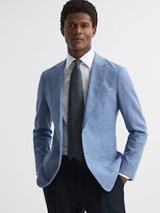 Reiss Navy Lazzaro Linen Tie - Image 2 of 5