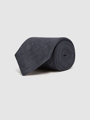 Reiss Navy Lazzaro Linen Tie - Image 3 of 5