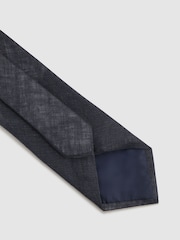 Reiss Navy Lazzaro Linen Tie - Image 4 of 5
