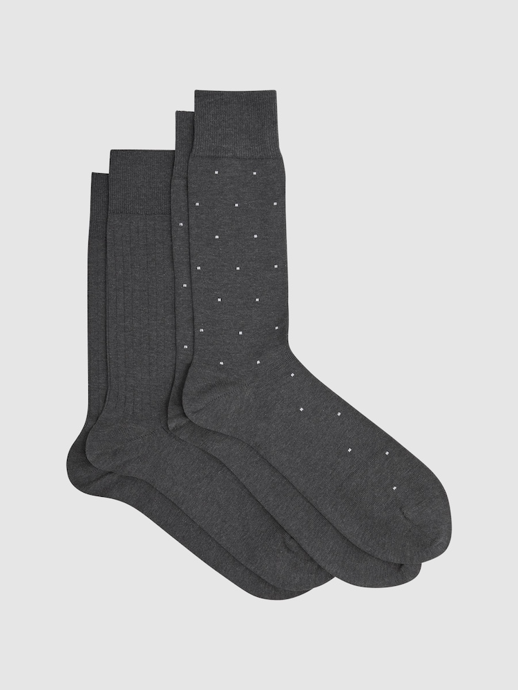 Reiss Charcoal Graham 2 Pack Socks - Image 1 of 3