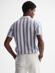 Reiss Ice Grey/Blue Cromer Short Sleeve Open Collar Chenille Polo Shirt - Image 5 of 7