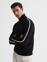 Reiss Black Aspen Long Sleeve Roll Neck Jumper - Image 1 of 6