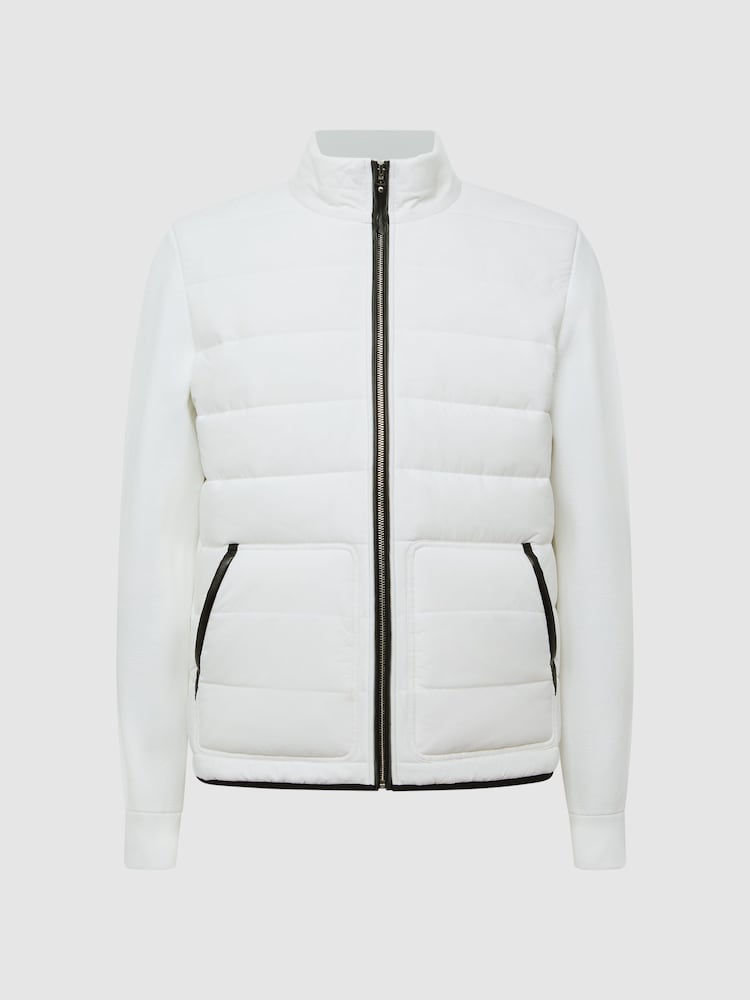 Reiss White Chiltern Hybrid Funnel Neck Jacket - Image 2 of 7