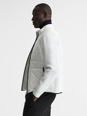 Reiss White Chiltern Hybrid Funnel Neck Jacket - Image 4 of 7