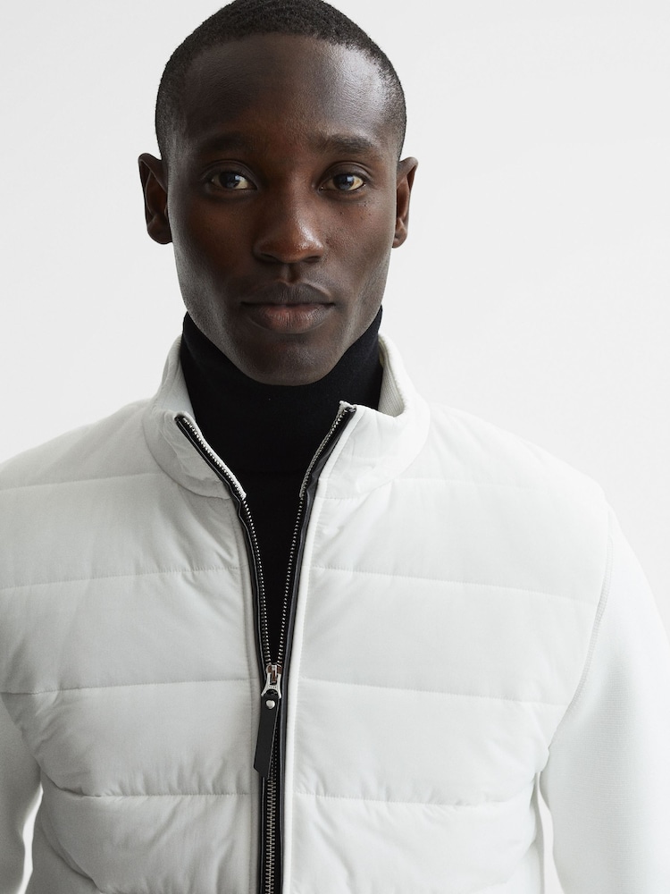 Reiss White Chiltern Hybrid Funnel Neck Jacket - Image 7 of 7