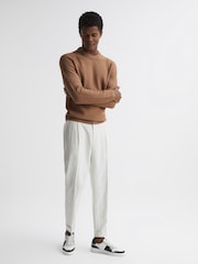 Reiss Camel Cole Ribbed Crew Neck Jumper - Image 2 of 6