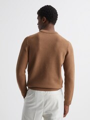 Reiss Camel Cole Ribbed Crew Neck Jumper - Image 4 of 6