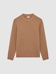 Reiss Camel Cole Ribbed Crew Neck Jumper - Image 6 of 6