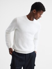 Reiss Ecru Cole Ribbed Crew Neck Jumper - Image 1 of 6