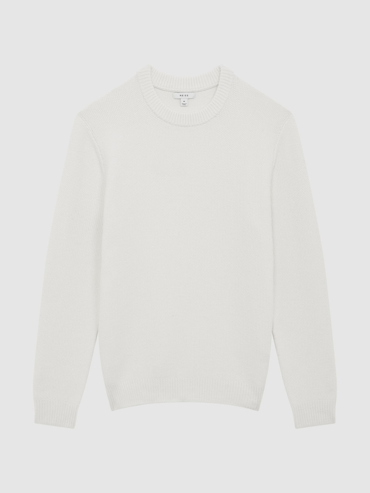 Reiss Ecru Cole Ribbed Crew Neck Jumper - Image 2 of 6